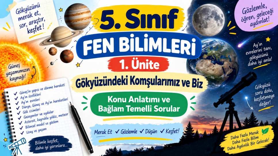 5. Sınıf Fen Bilimleri 1. Ünite Bağlam Temelli Sorular ve LEC Örnekleri | Kitap Kurdu