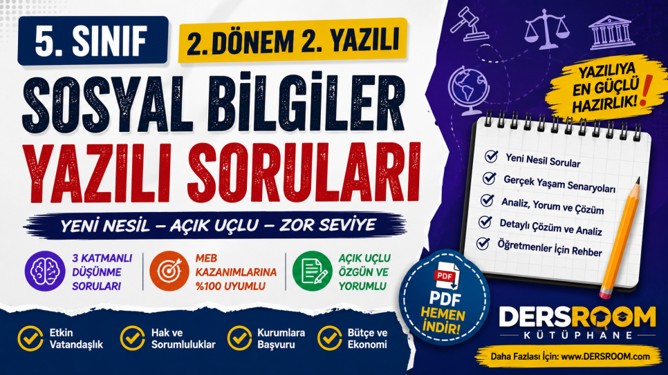 5. Sınıf Sosyal Bilgiler 2. Dönem 2. Yazılı Soruları (PDF) | Kitap Kurdu