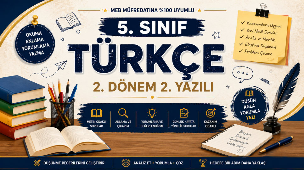 5. Sınıf Türkçe 2. Dönem 2. Yazılı Soruları (PDF) | Kitap Kurdu