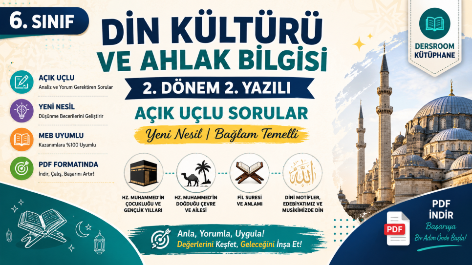 6. Sınıf DKAB 2. Dönem 2. Yazılı Soruları (PDF) | Kitap Kurdu