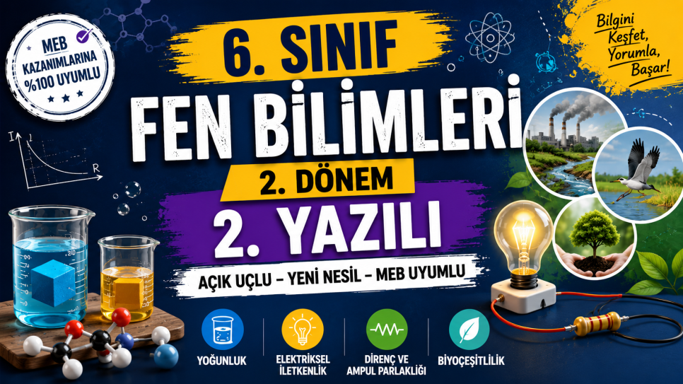 6. Sınıf Fen Bilimleri 2. Dönem 2. Yazılı Soruları (PDF) | Kitap Kurdu