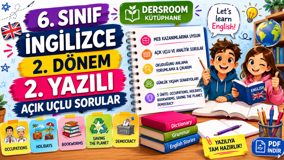 6. Sınıf İngilizce 2. Dönem 2. Yazılı Soruları (PDF) | Kitap Kurdu