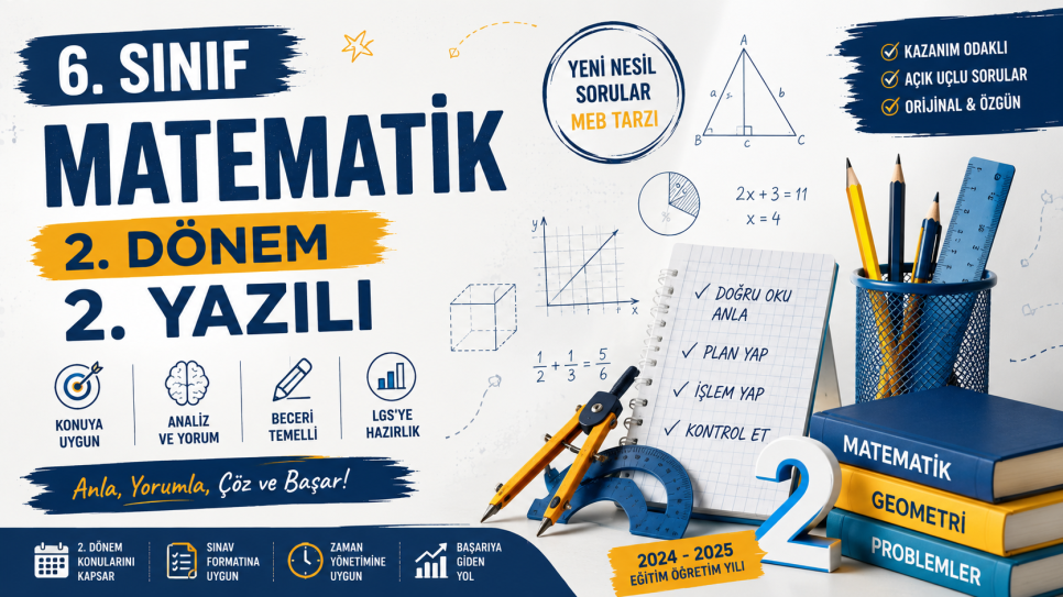 6. Sınıf Matematik 2. Dönem 2. Yazılı Soruları (PDF) | Kitap Kurdu