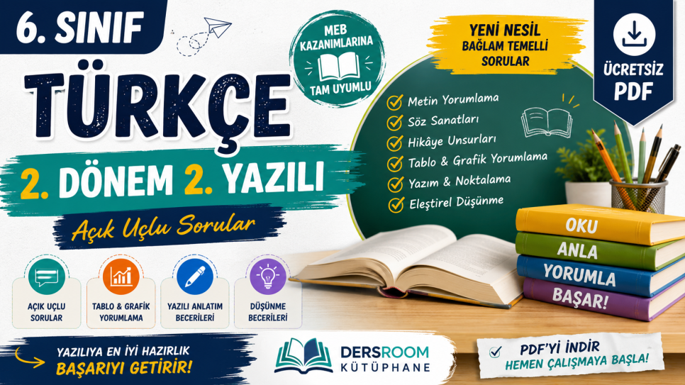 6. Sınıf Türkçe 2. Dönem 2. Yazılı Soruları (PDF) | Kitap Kurdu