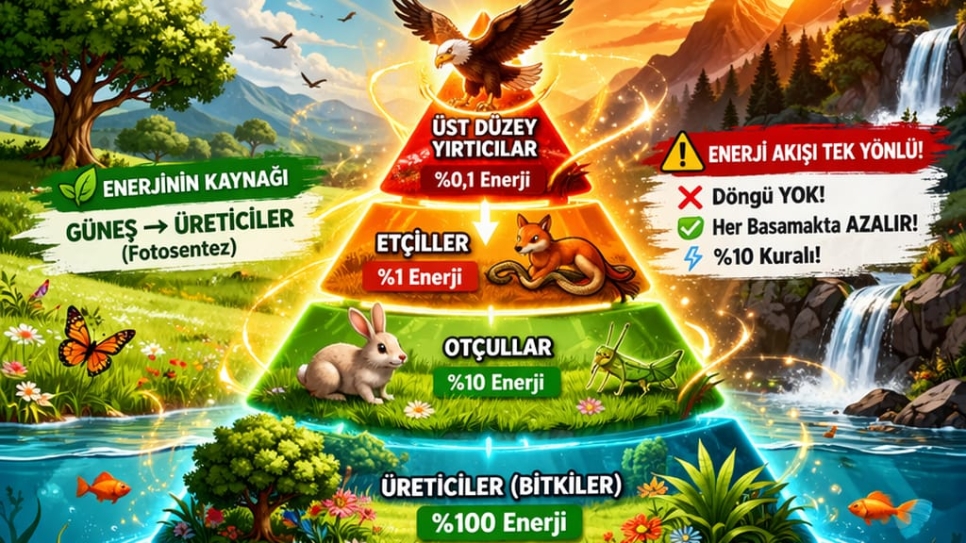 LGS Besin Piramidi Konu Anlatımı PDF | Enerji Piramidi Kademeleri ve Özeti | Kitap Kurdu